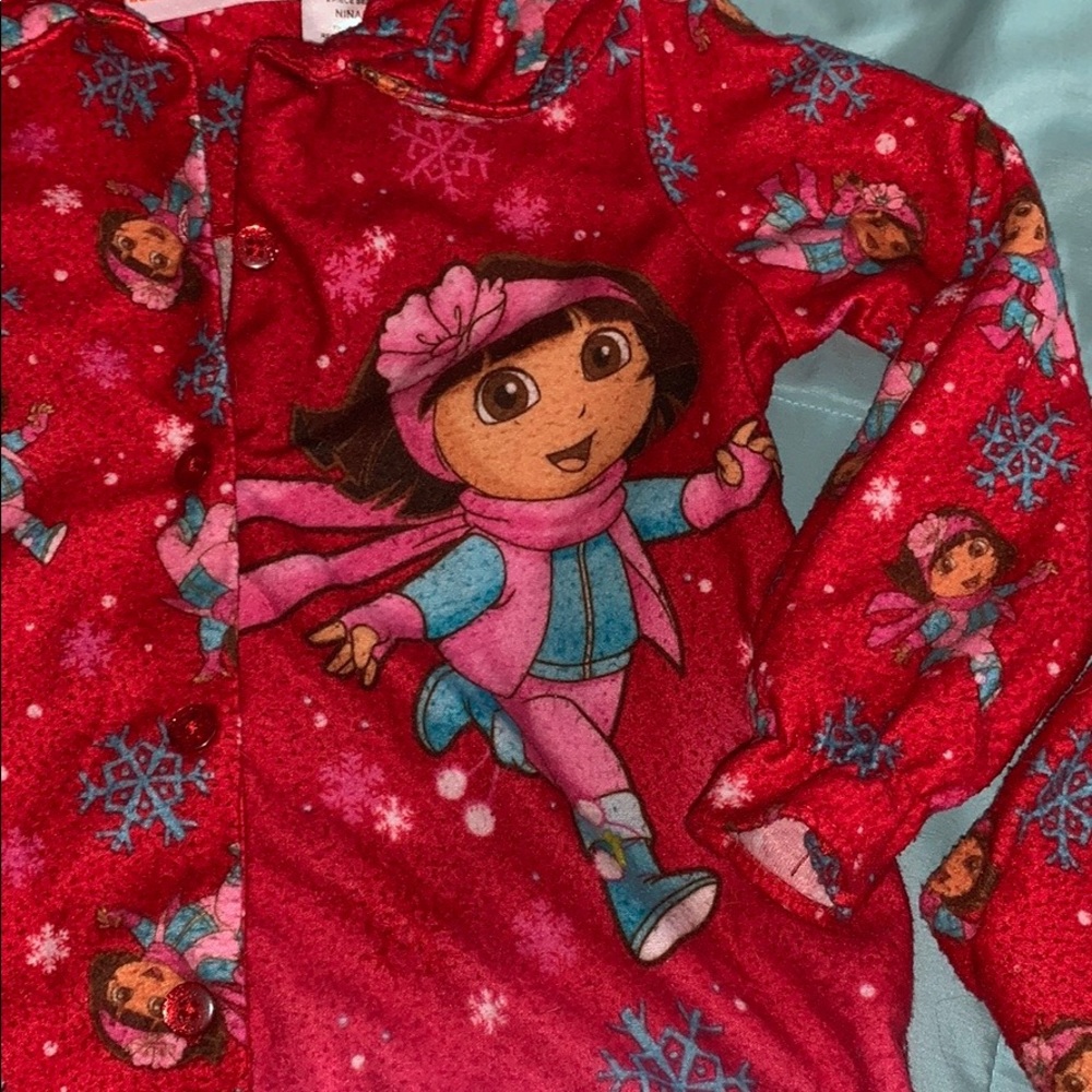 3T Nickelodeon Dora Snowflake pjs - Picture 3 of 5